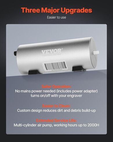 VEVOR Adjustable 30 L/min Airflow, Air Assist Pump Kit Cutter, Clear Smoke and Dust, Reduce Surface Temperature, Shield Lens, for Laser Engraving Wood Metal, Silver in Saudi Arabia