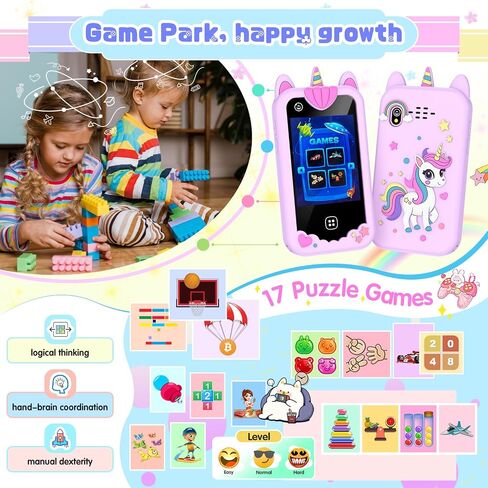 Kids Smart Phone for Girls Boys – Kids Cell Phone Toys Ages 3-10 with Touchscreen, Dual Camera, Music Player, 17 Games Toddler Learning Phone Birthday Gifts for 3 4 5 6 7 8 Years Old, 8GB Card, Blue in Saudi Arabia