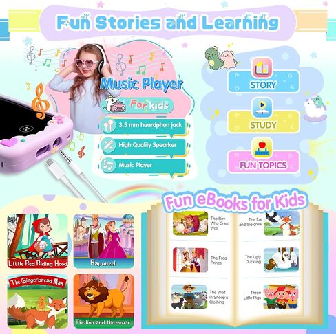 Kids Smart Phone for Girls Boys – Kids Cell Phone Toys Ages 3-10 with Touchscreen, Dual Camera, Music Player, 17 Games Toddler Learning Phone Birthday Gifts for 3 4 5 6 7 8 Years Old, 8GB Card, Blue in Saudi Arabia