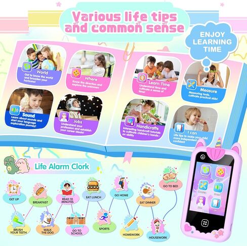 Kids Smart Phone for Girls Boys – Kids Cell Phone Toys Ages 3-10 with Touchscreen, Dual Camera, Music Player, 17 Games Toddler Learning Phone Birthday Gifts for 3 4 5 6 7 8 Years Old, 8GB Card, Blue in Saudi Arabia