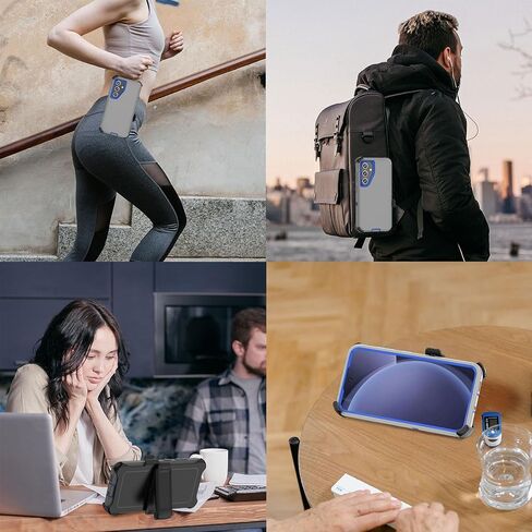 Compatible with Samsung Galaxy S24 Plus Case, with Belt Clip Holster Heavy Duty Rugged Shockproof Full Body Protection Kickstand Cover for Samsung Galaxy S24 Plus Phone (Black) in Kuwait