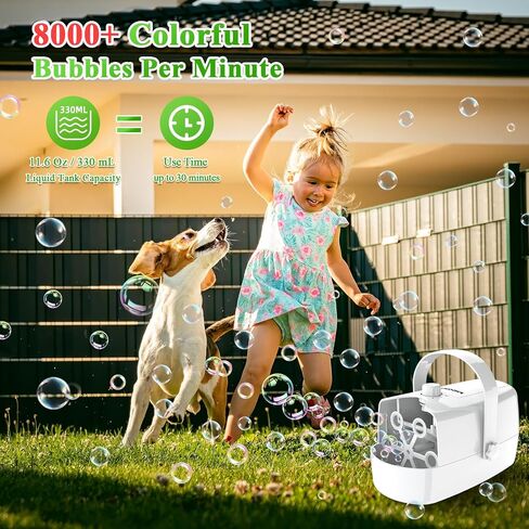 Bubble Machine, 3 in 1 Bubble Maker, Bubble Blower with Replaceable Bubble Wands, 18000+ Bubbles Per Minute, Operated by Plug-in or Batteries, Bubble Toys for Indoor Outdoor Birthday Party in Saudi Arabia