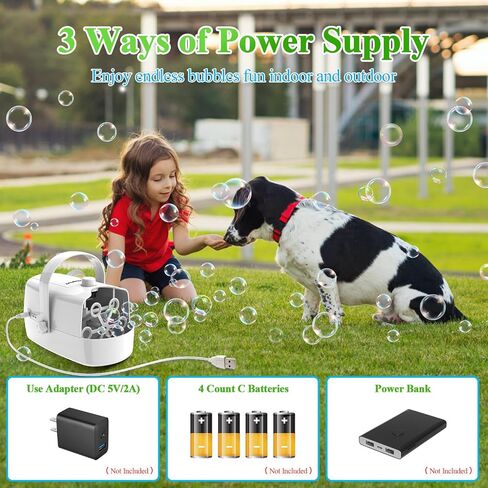 Bubble Machine, 3 in 1 Bubble Maker, Bubble Blower with Replaceable Bubble Wands, 18000+ Bubbles Per Minute, Operated by Plug-in or Batteries, Bubble Toys for Indoor Outdoor Birthday Party in Saudi Arabia