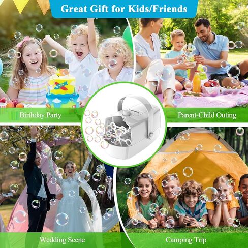 Bubble Machine, 3 in 1 Bubble Maker, Bubble Blower with Replaceable Bubble Wands, 18000+ Bubbles Per Minute, Operated by Plug-in or Batteries, Bubble Toys for Indoor Outdoor Birthday Party in Saudi Arabia