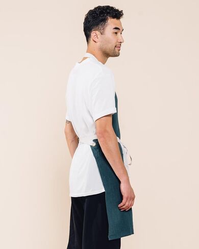 Caldo Linen Kitchen Apron للطهي - رجال ونسخة من الكتان المريلة للمشاهير المحترفة أو الخادم أو الباريستا مع جيوب (شجرة التنوب) in Kuwait