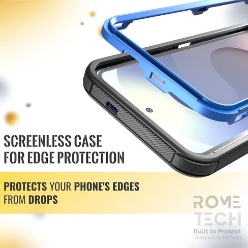 for Samsung Galaxy S25+ Case with Belt Clip Holster & Kickstand, Screenless Protective Dual-Layer Shockproof Phone Case for Galaxy S25 Plus - Black & Blue in Saudi Arabia