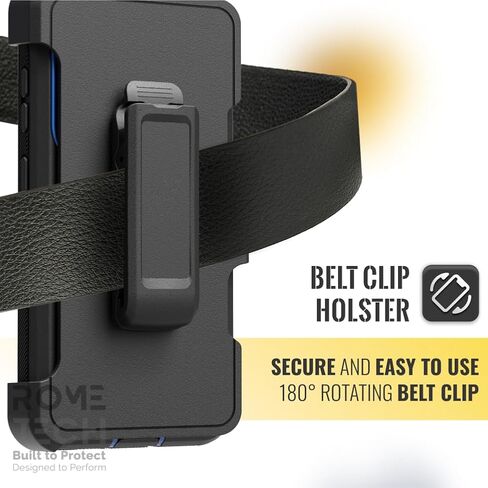 for Samsung Galaxy S25+ Case with Belt Clip Holster & Kickstand, Screenless Protective Dual-Layer Shockproof Phone Case for Galaxy S25 Plus - Black & Blue in Saudi Arabia