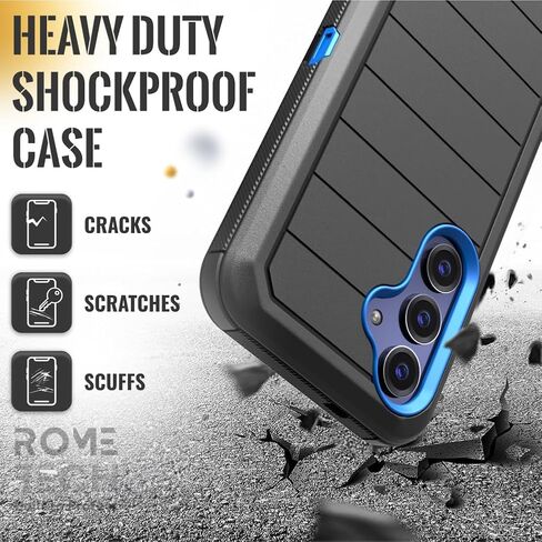 for Samsung Galaxy S25+ Case with Belt Clip Holster & Kickstand, Screenless Protective Dual-Layer Shockproof Phone Case for Galaxy S25 Plus - Black & Blue in Saudi Arabia