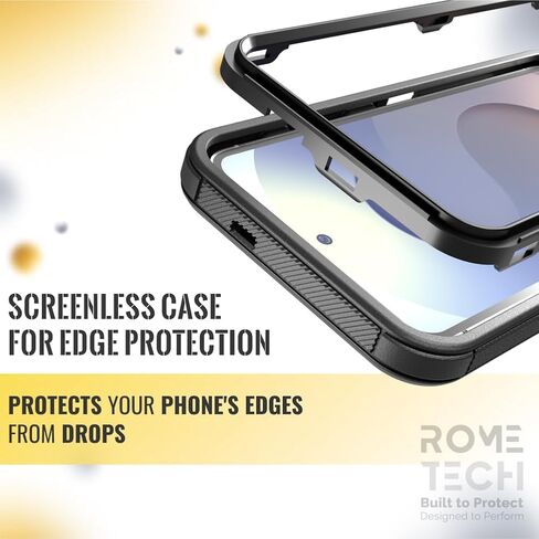 for Samsung Galaxy S25+ Case with Belt Clip Holster & Kickstand, Screenless Protective Dual-Layer Shockproof Phone Case for Galaxy S25 Plus - Black & Blue in Saudi Arabia