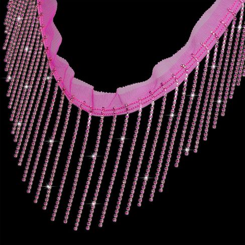 1 Yard Rhinestone Fringer Trim Diamond Diamond Ribbon Crystal Tassel Squarle Jewel chain for the shution crafts DIY Decoration (Black) in Kuwait