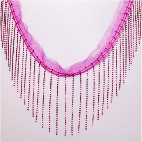 1 Yard Rhinestone Fringer Trim Diamond Diamond Ribbon Crystal Tassel Squarle Jewel chain for the shution crafts DIY Decoration (Black) in Kuwait