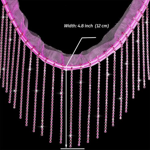 1 Yard Rhinestone Fringer Trim Diamond Diamond Ribbon Crystal Tassel Squarle Jewel chain for the shution crafts DIY Decoration (Black) in Kuwait