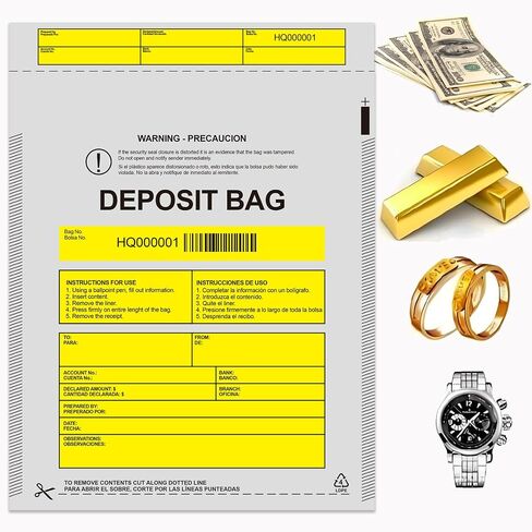 Daarcin100pcs9X12in Transparent Plastic Deposit Bag, Security Bank Pocket,Tamper Proof Bag，Cash Transfer Bag with Barcode and Self Sealing Adhesive,Used for Cash,Checks,Credit Cards in Saudi Arabia