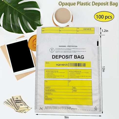 Daarcin100pcs9X12in Transparent Plastic Deposit Bag, Security Bank Pocket,Tamper Proof Bag，Cash Transfer Bag with Barcode and Self Sealing Adhesive,Used for Cash,Checks,Credit Cards in Saudi Arabia