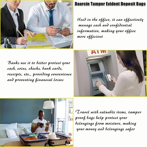 Daarcin100pcs9X12in Transparent Plastic Deposit Bag, Security Bank Pocket,Tamper Proof Bag，Cash Transfer Bag with Barcode and Self Sealing Adhesive,Used for Cash,Checks,Credit Cards in Saudi Arabia