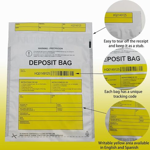 Daarcin100pcs9X12in Transparent Plastic Deposit Bag, Security Bank Pocket,Tamper Proof Bag，Cash Transfer Bag with Barcode and Self Sealing Adhesive,Used for Cash,Checks,Credit Cards in Saudi Arabia