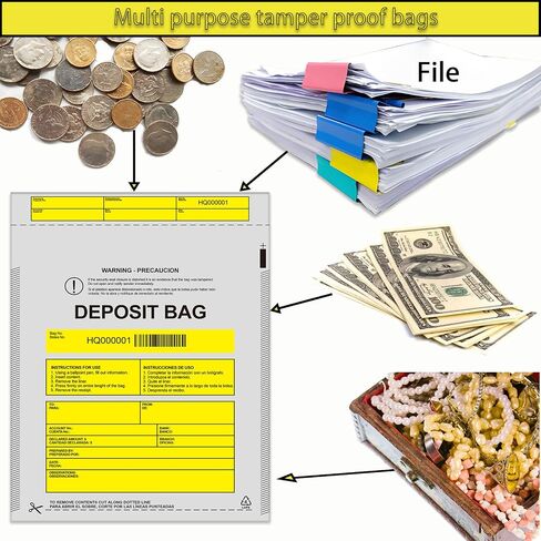 Daarcin100pcs9X12in Transparent Plastic Deposit Bag, Security Bank Pocket,Tamper Proof Bag，Cash Transfer Bag with Barcode and Self Sealing Adhesive,Used for Cash,Checks,Credit Cards in Saudi Arabia