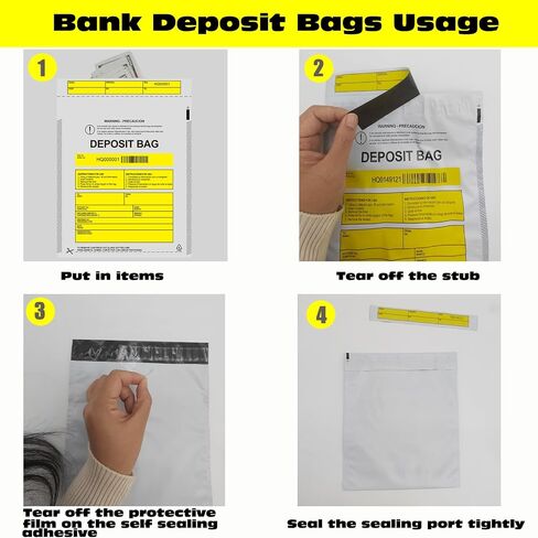 Daarcin100pcs9X12in Transparent Plastic Deposit Bag, Security Bank Pocket,Tamper Proof Bag，Cash Transfer Bag with Barcode and Self Sealing Adhesive,Used for Cash,Checks,Credit Cards in Saudi Arabia