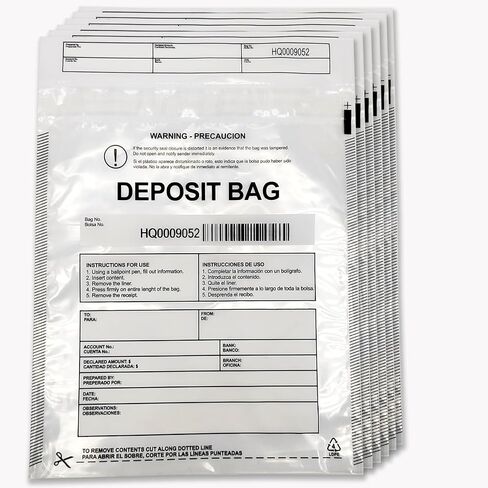 Daarcin100pcs9X12in Transparent Plastic Deposit Bag, Security Bank Pocket,Tamper Proof Bag，Cash Transfer Bag with Barcode and Self Sealing Adhesive,Used for Cash,Checks,Credit Cards in Saudi Arabia