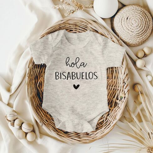 Hola Bisabuelos Pregnancy Announcement Infant Bodysuit for Great Grandparents | Bisabuelo Y Bisbuela Gift (Natural) in Kuwait