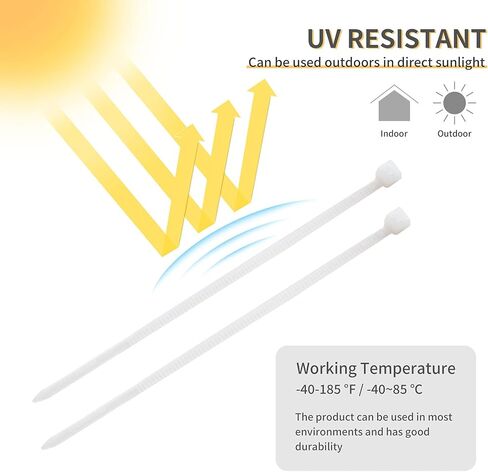 Small Zip Ties,White Zip Ties 4 Inch 100 Pack, Nylon Cable Ties Self Locking Tie Straps, Heavy Duty clear zip ties, Tiny Cable Ties for Indoor and Outdoor by OSXCAUES (4" White) in Kuwait