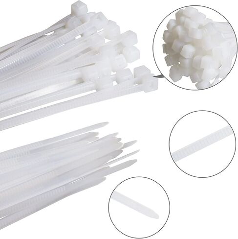 Small Zip Ties,White Zip Ties 4 Inch 100 Pack, Nylon Cable Ties Self Locking Tie Straps, Heavy Duty clear zip ties, Tiny Cable Ties for Indoor and Outdoor by OSXCAUES (4" White) in Kuwait