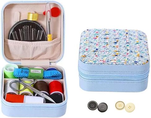 Mini Sewing Kit in Stylish Leather Case – Complete Set with Scissors, Needles, Thread, Needle Threader, Thimble & More – Perfect for Beginners & Travel (Pink) in Saudi Arabia