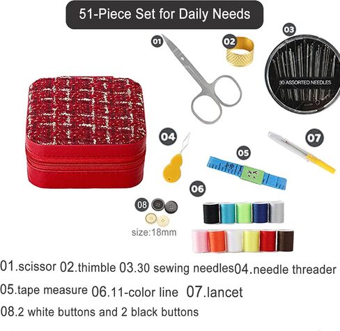 Mini Sewing Kit in Stylish Leather Case – Complete Set with Scissors, Needles, Thread, Needle Threader, Thimble & More – Perfect for Beginners & Travel (Pink) in Saudi Arabia