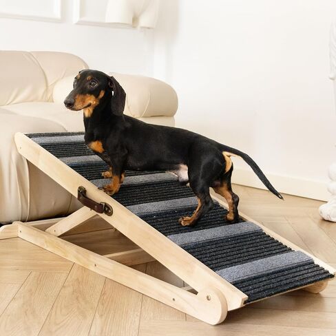 Dog Ramp for Bed, Dog Ramp for Car, Adjustable & Folding with 6 Adjustable Height, Rugged, Anti-Slip, Dog Ramp for Couch, Folding Portable Wooden Pet Ramps, for Small & Large Dogs & Cats in Saudi Arabia