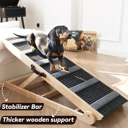 Dog Ramp for Bed, Dog Ramp for Car, Adjustable & Folding with 6 Adjustable Height, Rugged, Anti-Slip, Dog Ramp for Couch, Folding Portable Wooden Pet Ramps, for Small & Large Dogs & Cats in Saudi Arabia