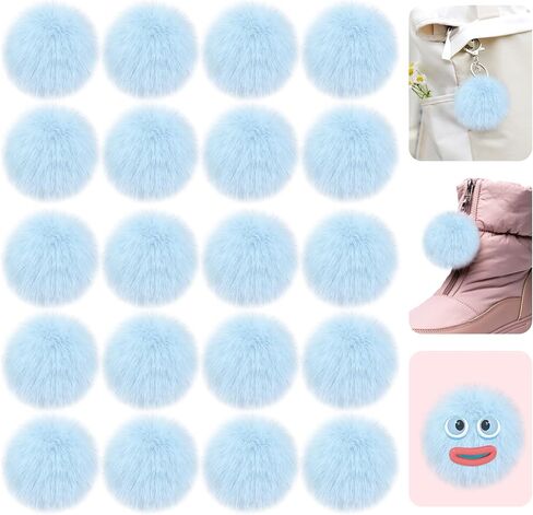 bekecidi 20 pcs faux fur pom poms ، poms pom poms fluffy with loop soft plush faux faux rabbit fur formpoms for haps dloves bloves baby knitting keychains craft diy (أبيض ، 2 بوصة) in Kuwait