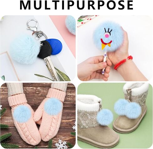 bekecidi 20 pcs faux fur pom poms ، poms pom poms fluffy with loop soft plush faux faux rabbit fur formpoms for haps dloves bloves baby knitting keychains craft diy (أبيض ، 2 بوصة) in Kuwait