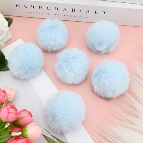 bekecidi 20 pcs faux fur pom poms ، poms pom poms fluffy with loop soft plush faux faux rabbit fur formpoms for haps dloves bloves baby knitting keychains craft diy (أبيض ، 2 بوصة) in Kuwait