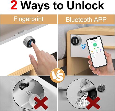 Fingerprint Cabinet Lock, Pothunder Smart Lock with Bluetooth & Fingerprint, Keyless Drawer Furniture Lock, USB Charging Fingerprint Lock, Ideal for Home, Office, Furniture, Mailbox (20MM) in Saudi Arabia