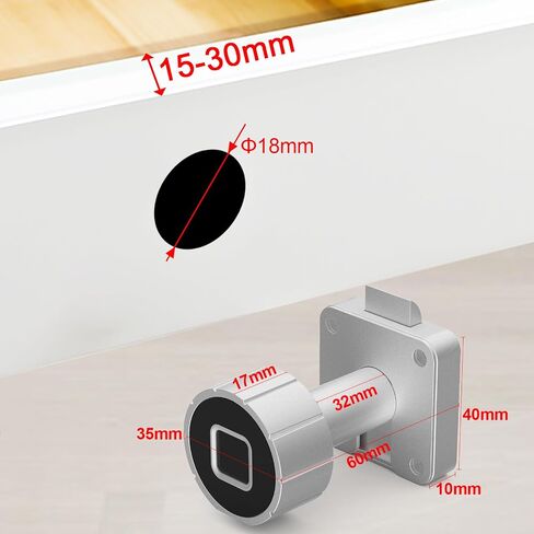 Fingerprint Cabinet Lock, Pothunder Smart Lock with Bluetooth & Fingerprint, Keyless Drawer Furniture Lock, USB Charging Fingerprint Lock, Ideal for Home, Office, Furniture, Mailbox (20MM) in Saudi Arabia