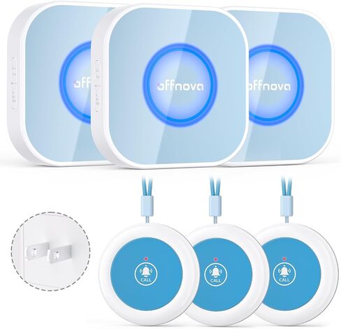 OFFNOVA Caregiver Pager, Wireless Call Button System for Seniors, 1000FT Range Emergency Alert Button for Patients/Elderly/Disabled, Waterproof Panic Call Bell for Home Nursing & Monitoring in Saudi Arabia