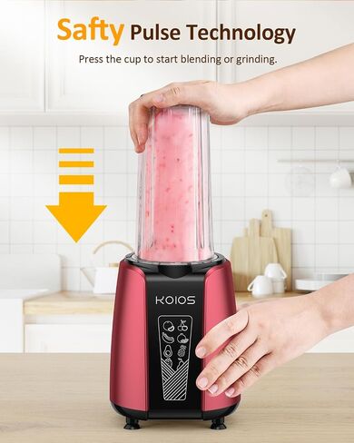 KOIOS Smoothie Blender, Max 1000w Personal Blender for Shakes and Smoothies, 12Pcs Coffee Grinder and Countertop Blenders Combo for Kitchen, Portable Smoothie Blenders with 2x22 oz To-Go Cups, Non-BPA in Saudi Arabia