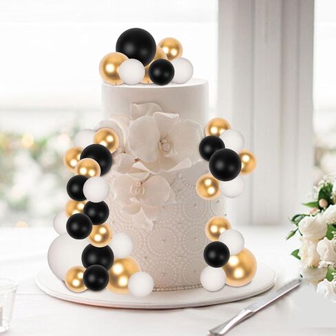 30 PCS Balls Cake Topper DIY Cake Insert Toppers Ball Cake Picks Cupcake Topper for Birthday Party Baby Shower Wedding Cake Decoration(Blue White Dark Blue) in Kuwait
