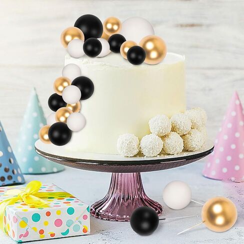 30 PCS Balls Cake Topper DIY Cake Insert Toppers Ball Cake Picks Cupcake Topper for Birthday Party Baby Shower Wedding Cake Decoration(Blue White Dark Blue) in Kuwait