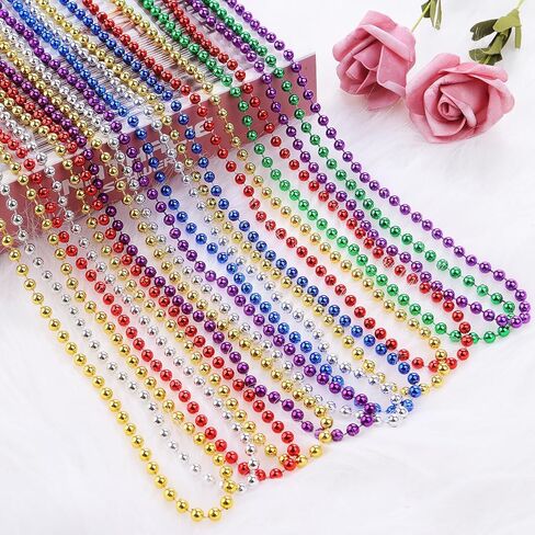 24PCS St Patricks Day Accessories 33" Plastic Green Beads Necklace Party Favors,Festival Parade Throw Accessory Sets for Mardi Gras in Kuwait