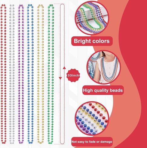 24PCS St Patricks Day Accessories 33" Plastic Green Beads Necklace Party Favors,Festival Parade Throw Accessory Sets for Mardi Gras in Kuwait