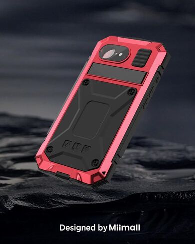 Miimall Cases for iPhone 16E Cases Screen Protector, [Invisible Kickstand & Convenient Hand Rope] 360 Degree Protection Wireless Charger Heavy Duty Phone Case for iPhone 16E, Red in Saudi Arabia