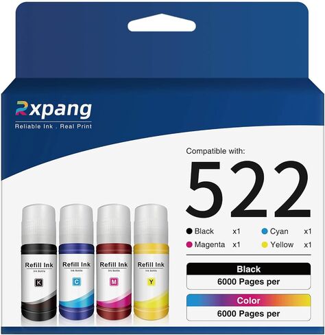 502 Ink Refill Bottles Replacement for Epson 502 Ink, Compatible with Ecotank Printers ET-2850, ET-4850, ET-15000, ET-3760, ET-2760, ET-3850, ET-3830, ET-4760 (4 Pack) in Saudi Arabia