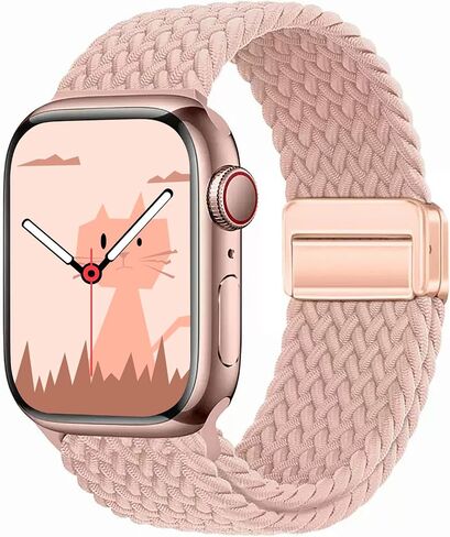 حلقة منفردة مضفرة Yaber متوافقة مع Apple Watch Band 38mm 40mm 41mm 42mm 44mm 45mm 46mm 49mm للنساء ، والأشرطة المغناطيسية القابلة للتعديل معصميات رياضية مرنة لسلسلة iWatch 10 9 8 7 6 5 4 3 2 1 ultra 2 1 se in Kuwait