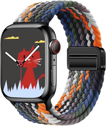 حلقة منفردة مضفرة Yaber متوافقة مع Apple Watch Band 38mm 40mm 41mm 42mm 44mm 45mm 46mm 49mm للنساء ، والأشرطة المغناطيسية القابلة للتعديل معصميات رياضية مرنة لسلسلة iWatch 10 9 8 7 6 5 4 3 2 1 ultra 2 1 se in Kuwait
