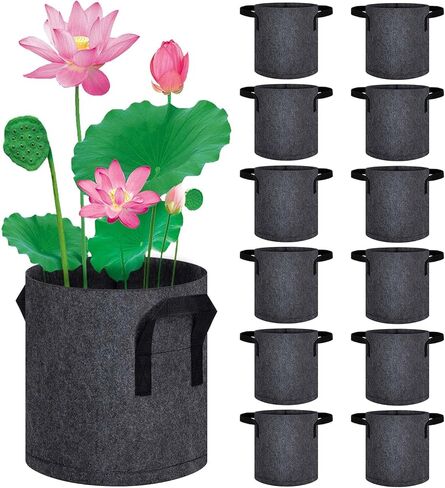 DECOHS 12 Pack Lily Plant Pots for Pond, 3 Gallon Breathable Felt Fabric Aquatic Plant Pots, Reusable Pond Plant Basket Grow Bags with Handles for Aquatic Plants, Bog Plant, Water Lily, Lotus, Flower in Saudi Arabia