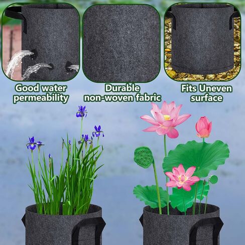 DECOHS 12 Pack Lily Plant Pots for Pond, 3 Gallon Breathable Felt Fabric Aquatic Plant Pots, Reusable Pond Plant Basket Grow Bags with Handles for Aquatic Plants, Bog Plant, Water Lily, Lotus, Flower in Saudi Arabia