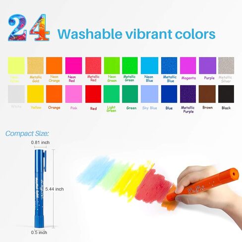Washable Tempera Paint Sticks | Non-Toxic, Quick Drying & No Mess Paint Sticks for Kids, Best Art Birthday Gifts for Kids (12 Colors) in Saudi Arabia