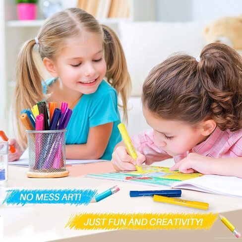 Washable Tempera Paint Sticks | Non-Toxic, Quick Drying & No Mess Paint Sticks for Kids, Best Art Birthday Gifts for Kids (12 Colors) in Saudi Arabia