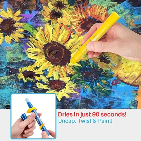 Washable Tempera Paint Sticks | Non-Toxic, Quick Drying & No Mess Paint Sticks for Kids, Best Art Birthday Gifts for Kids (12 Colors) in Saudi Arabia
